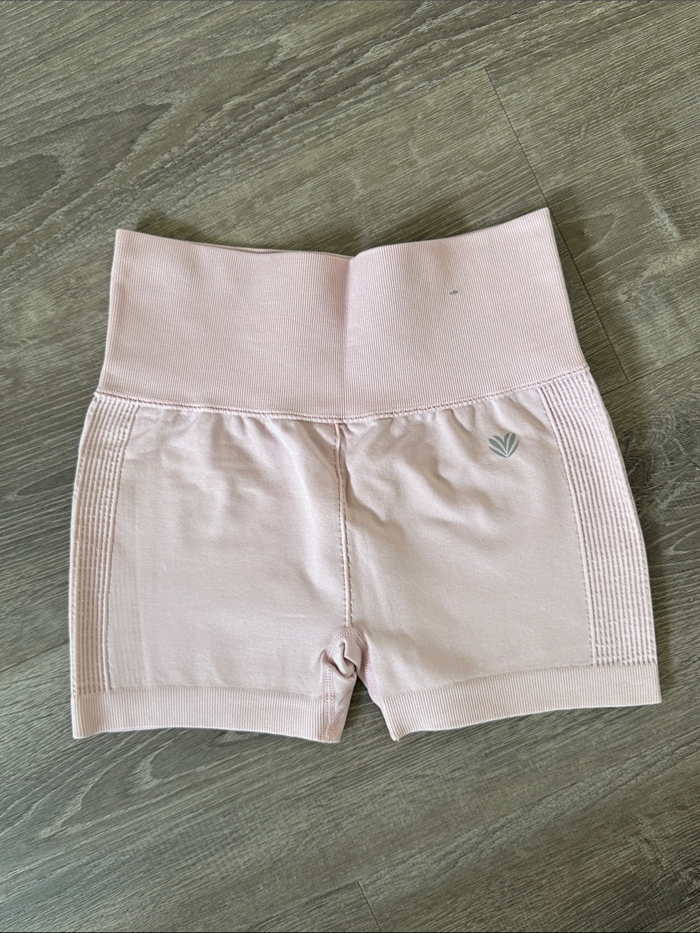 Light Pink High Wasted Ribbed Bike Shorts